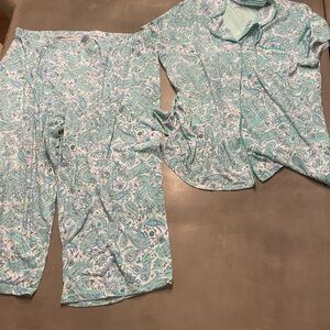 Women’s Paisley Pajama Set - Blue and White